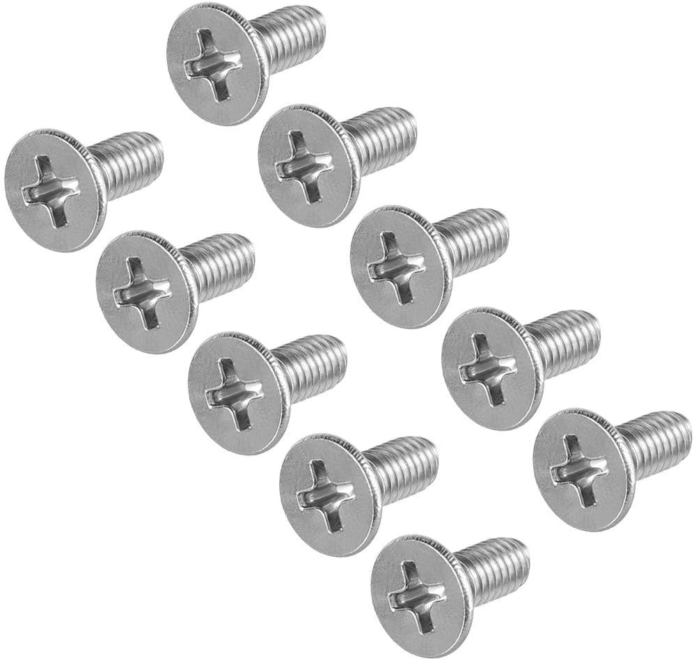 DyniLao M4x10mm Flat Head Machine Screws, Phillips Head Screws, 304 Stainless Steel, 50pcs