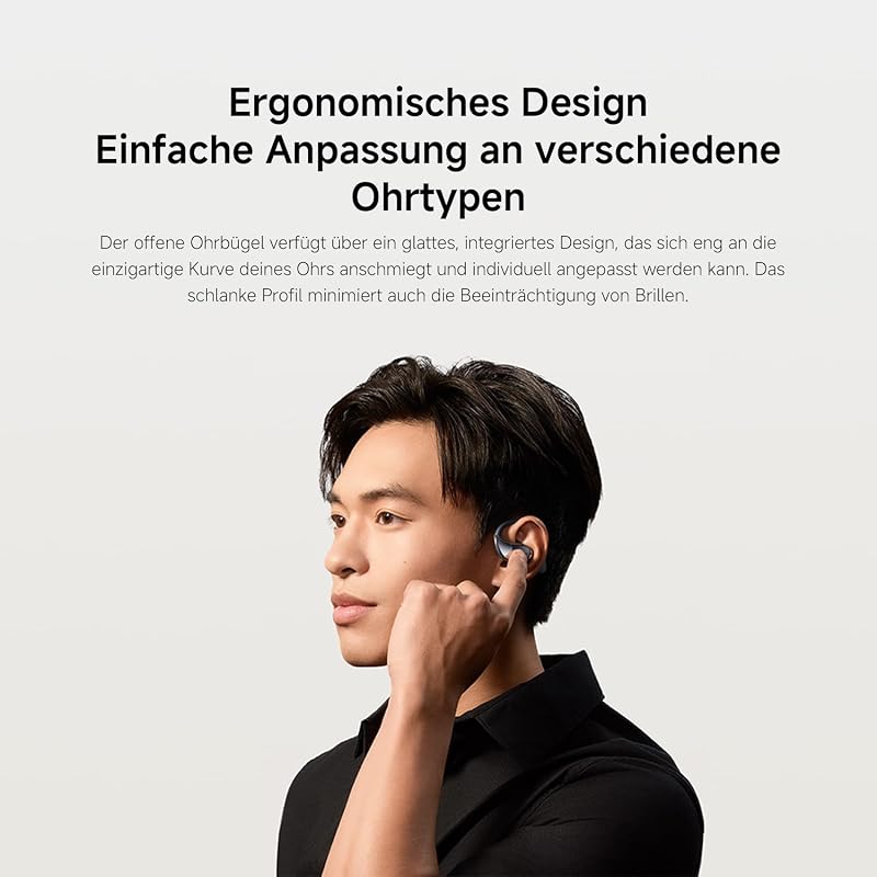 OpenWear Stereo - Leichter Bluetooth Open Ear Kopfhörer für den ganzen Tag mit 7.5 + 38.5 Stunden Akkulaufzeit, Hi-Res Audio, Dynamischer Treiber, KI-Rauschunterdrückung, Cosmic Gray