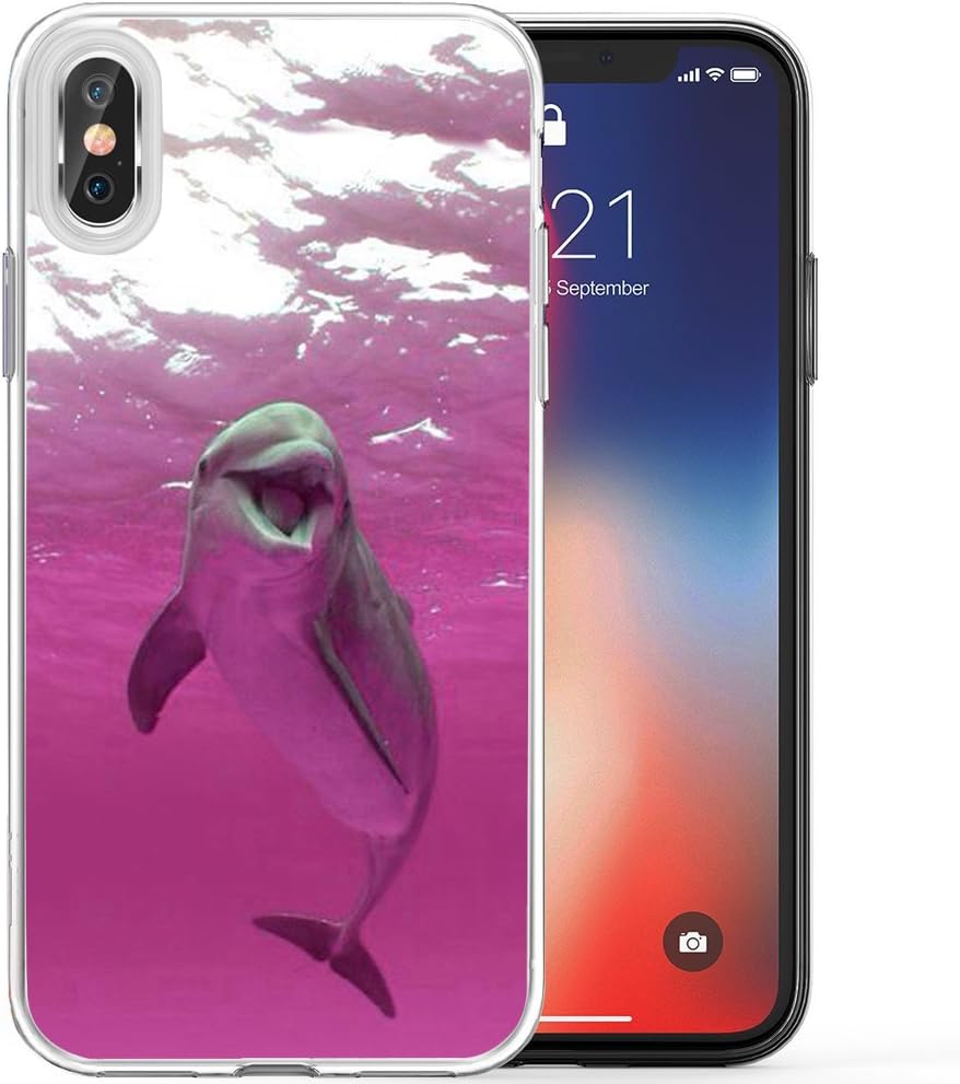 iPhone X Case,Apple iPhone X Case Case TPU Non-Slip High Definition Printing Pink Dolphins