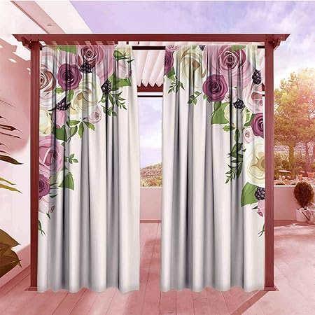 Amazon Com Outdoor Rod Pocket Curtain Panel Roses Decorations