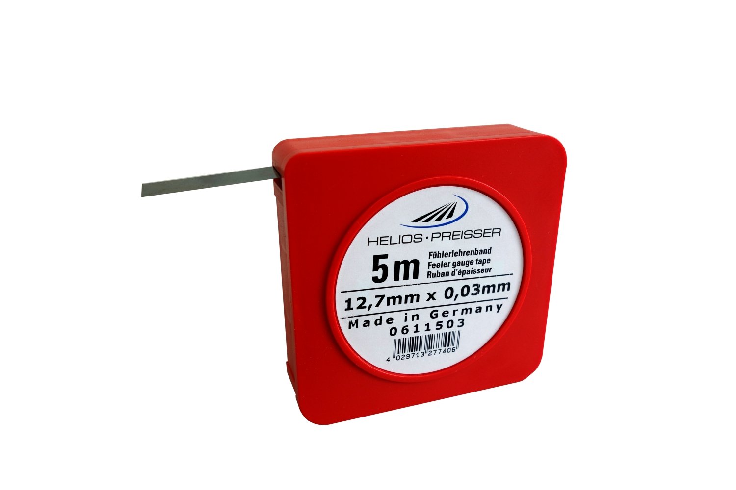 HELIOS-PREISSER 0611503 Fühlerlehrenband 5 m x 13 mm i.Plastikdose 0,03 mm