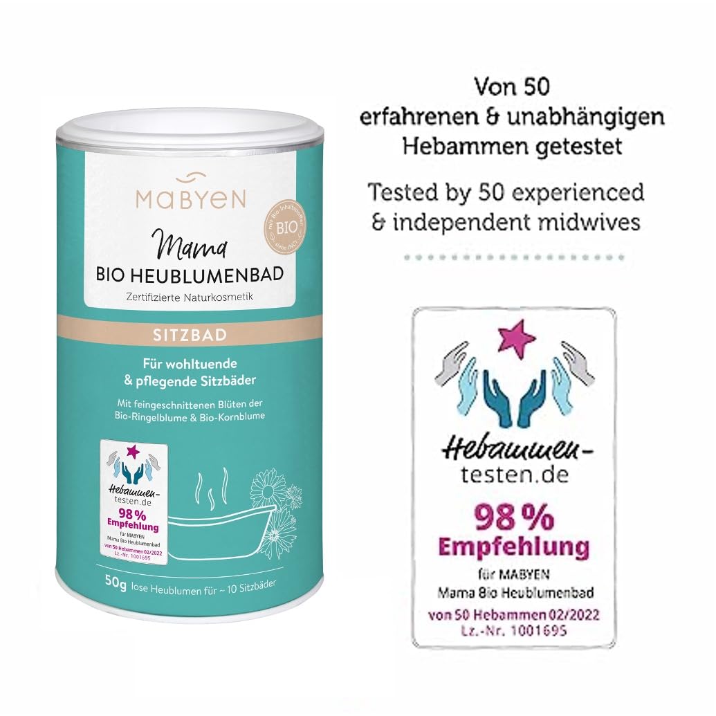 MABYEN Mama Bio Heublumenbad – Sitzbad für Schwangerschaft & Wochenbett, Bio-Heublumenmischung für entspannte Rituale, natürlich & ohne Zusätze, ab spätem Schwangerschaftsdrittel 7