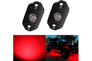 4WDKING Red LED Rock Lights, 2 Pods IP68 Waterproof Underbody Glow Trail Rig Lamp LED Neon Lights for Truck Jeep Off Road Truck Car Boat ATV SUV Motorcycle