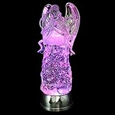DRomance 11" Angel Snow Globe Lantern Battery Operated with 6 Hour Timer Color Changing LED Light Praying Angel Swirling Glitter Water Lamp Thanksgiving Christmas Holiday Decor Gift