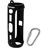 LTGEM Silicone Carrying Travel Case Compatible with JBL FLIP 5 Waterproof Portable Speaker with Extra Carabiner - Black