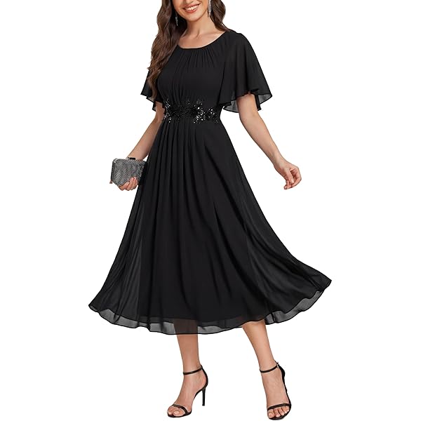 Amazon.com: VOfuter Short Chiffon Bridesmaid Dresses for Women Flutter  Sleeves Formal Dress for Juniors Square Neck Homecoming Gown 0 Black :  Clothing, Shoes & Jewelry