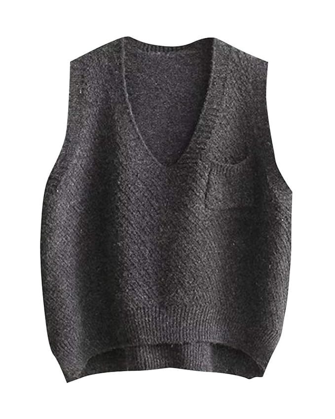 Betrothales Strickweste Damen V-Ausschnitt Einfarbig Locker Strickpulli Strickpullover Herbst Winter Fashion Elegante Freizei