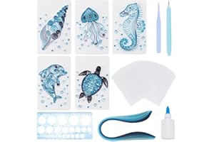 WEBEEDY Paper Quilling Kit 20 Sets DIY Sea Animals Paper Quilling Kit with Paper Quilling Strips Supplies Ocean Greeting Card Making Kits for Beginners DIY Handmade Crafts Home Room Wall Decor Gift