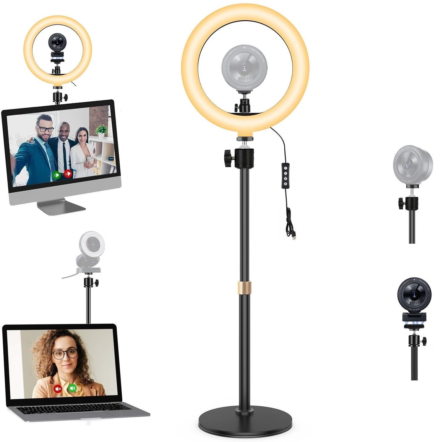 Kiyo pro Webcam Selfie Light Stand,26cm Ring Light with Desktop Magnetic Mount Holder compatible with Razer kiyo, kiyo pro, kiyo X and Anker Webcams