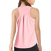 Haloumoning Girls Athletic Tank Tops Kids Racerback Sleeveless Workout Running Sports Shirts 5-14 Years