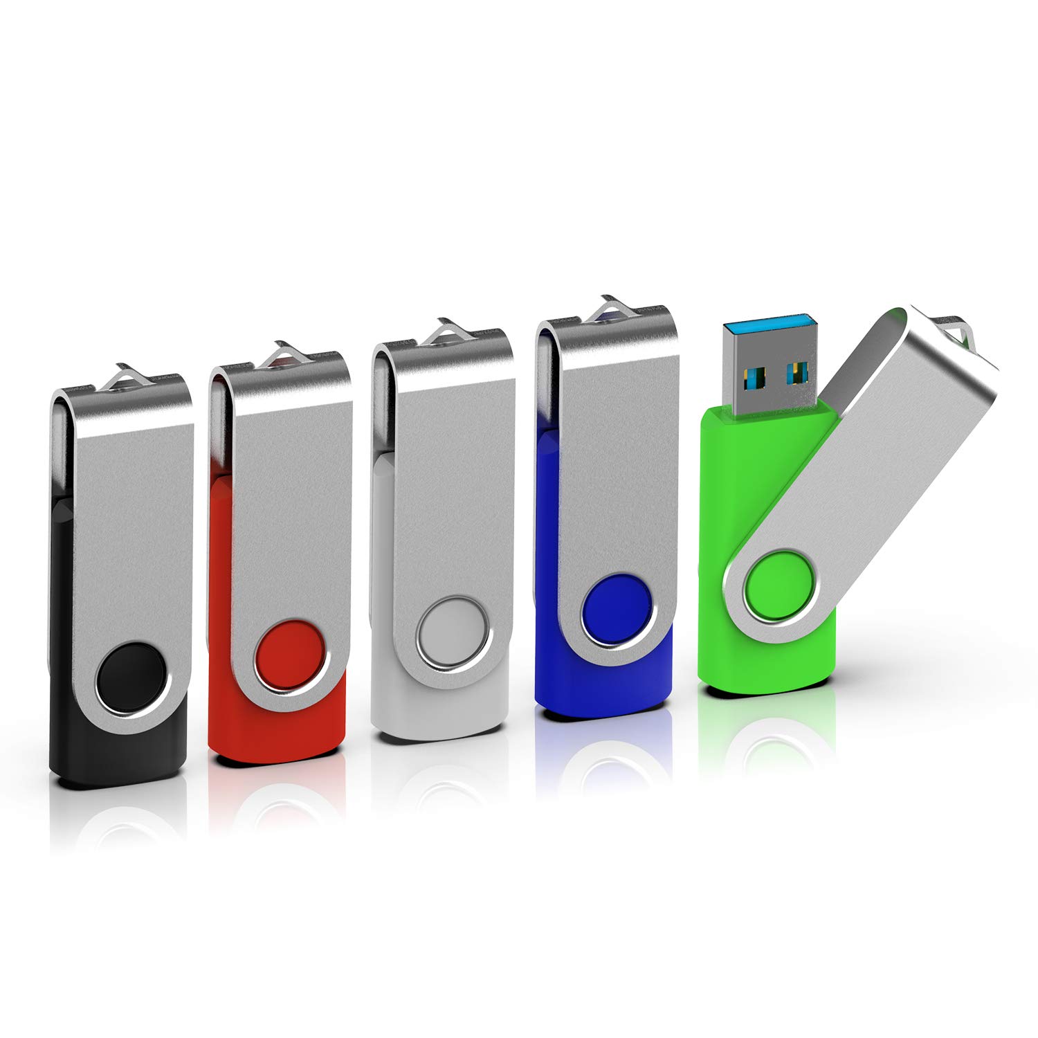 USB Memory Stick, TOPESEL 3.0 USB Flash Drive 32GB Thumb Drives Pen Drives - Pack of 5 Mixed Colors(Black Blue Green Red Silver)