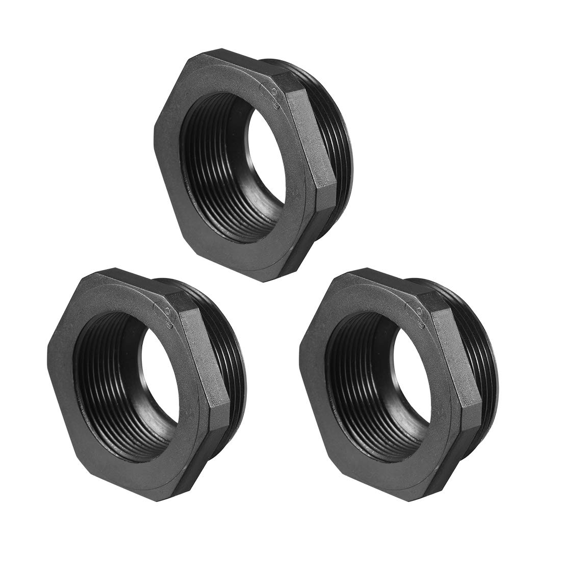 sourcing map Threaded Reducing Bushings Nylon Connector Adaptor M40 Male Thread to M32 Female Thread Black, 3 Pcs