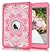 iPad mini/2/3 Case, Hocase Shockproof Hybrid Dual Layer Hard Rubber Protective Case with Cute Flower Design for Apple iPad Mini 1st/2nd/3rd gen 7.9-inch - Hot Pink/Grey