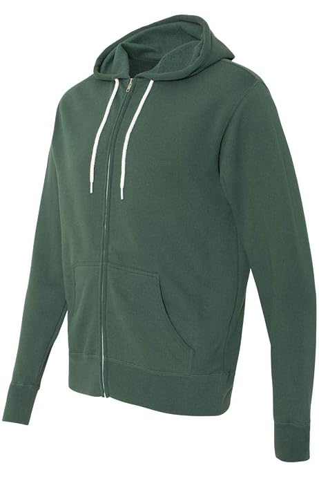 Independent Trading Co. - Lightweight Full-Zip Hooded Sweatshirt - AFX90UNZ  - S - Alpine Green at Amazon Men's Clothing store