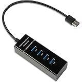 Portable Universal USB 3.0 -SuperSpeed 4 Ports Hub with LED Light Ultra Slim Splitter Adapter Cable for PC,Computer,Notebook,
