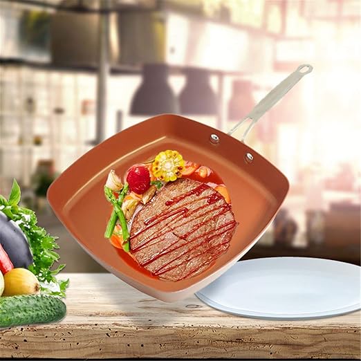 NonStick With Ceramic Frying Red Copper Oven & Chef Square
