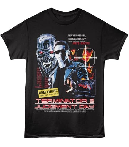 Amazon.com: Terminator 2 Schwarzenegger 90's Retro Movie T Shirt S