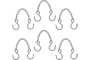 Hohopeti 6pcs Black Hanging Chains with S-Hooks, 10cm Middle Link Length, Outdoor Door Sign and Bird Feeder