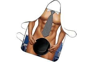 RyanDesign Hilarious Muscle Man Apron for Men - Adjustable Waterproof BBQ Apron, White Elephant Present for Husband and Dad