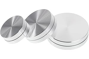 Garneck 3pcs Small Aluminum Alloy Rotating Turntable Stand Set for Sculpture Statue Base Mini Display