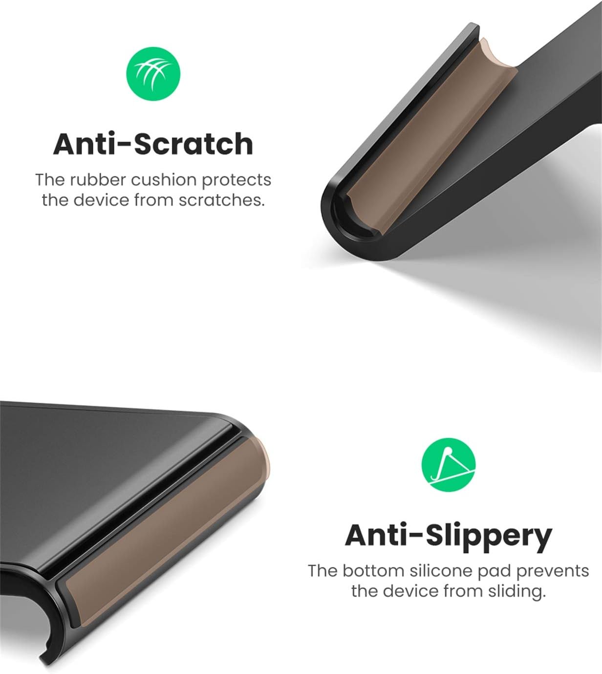 UGREEN Cell Phone Stand Holder Mobile Phone Dock Compatible for iPhone 12 11 Pro Max SE XS XR 8 Plus 6 7, Samsung Galaxy Note20 S20 S10 S9 S8 Android Smartphone Holder Desk Adjustable Foldable (Black)