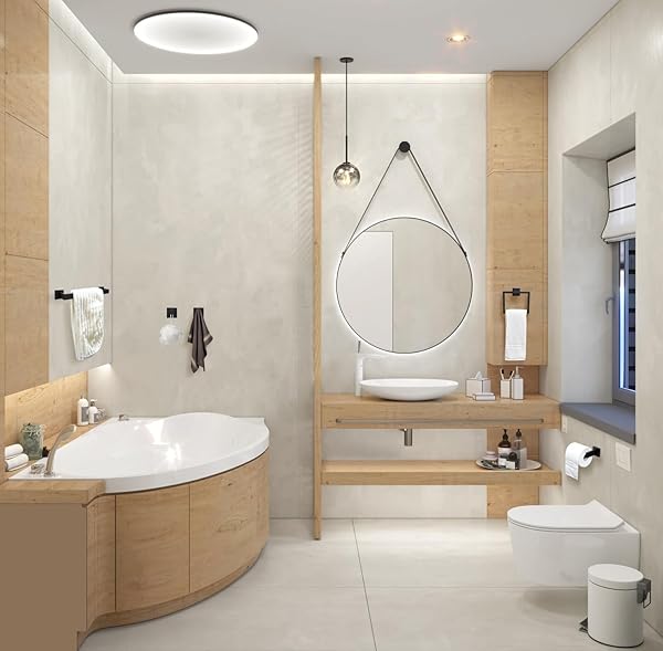 5PCS BATHROOM HARDWARE SET, 24IN TOWEL BAR SET, INCLUDING SQUARE TOWEL BAR SQUARE TOWEL RING TOILET PAPER HOLDER TOWEL HOOKS, SET SUS304 STAINLESS STEEL, WALL MOUNTED