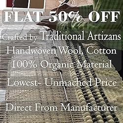 Area Rug Hand Woven Wool & Cotton Geometric Diamond