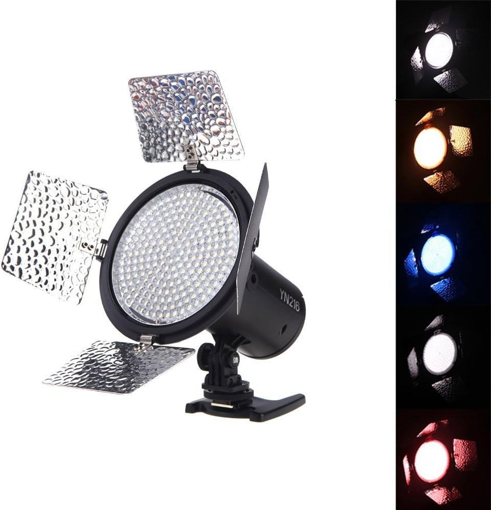 YONGNUO YN216 3200K-5500K LED Video Light Camera Shoot with 4 Color Plates for Canon Nikon DSLR Camera, YN216 3200K-5000K - Image 3