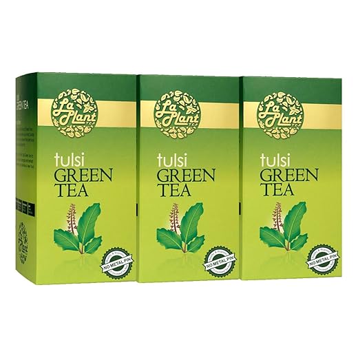 LaPlant Tulsi Green Tea - 75 Tea Bags (Pack of 3)