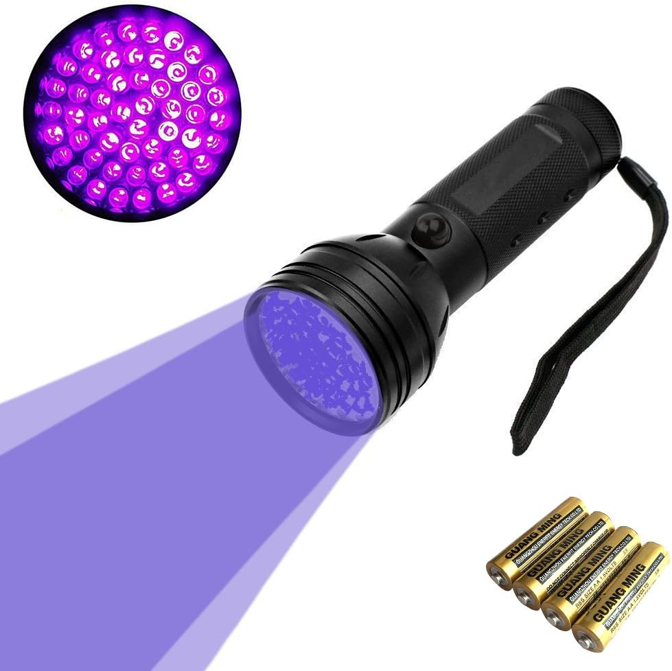 UV Torch, YOCILO UV Flashlight Black Light for Pet Urine Detection, 51 LED Ultraviolet Blacklight Detector for Dog Urine, Pet Stains, Bed Bug on Carpet/Rugs/Floor (4 x AA Batteries Included)