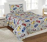 Mk Collection 4 Pc Sheet Set Grey Racing Cars Teen/kids New (Full)