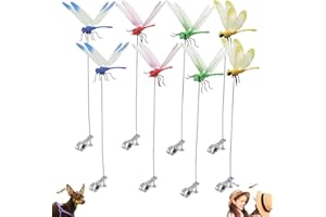 BUCIES Dragonfly Clip Bug Repellent, Indoor & Outdoor Fake Dragonfly Rod Clip, 3D Artificial Hat Clips, Simulated Patio Decor Gardening, Quick Installation, Suitable for Both Men and Women (Set A)