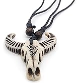 Scddboy Vintage Gothic Bull Skull Head Necklace - Retro Tribe Pendant Chain