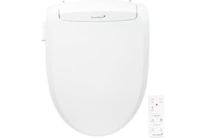 SmartBidet® SB-100R Electric Smart Bidet™ Seat for Elongated Toilets with Remote Control, Stainless Steel Nozzle with Removable Nozzle Cap, Slim and Strong Design