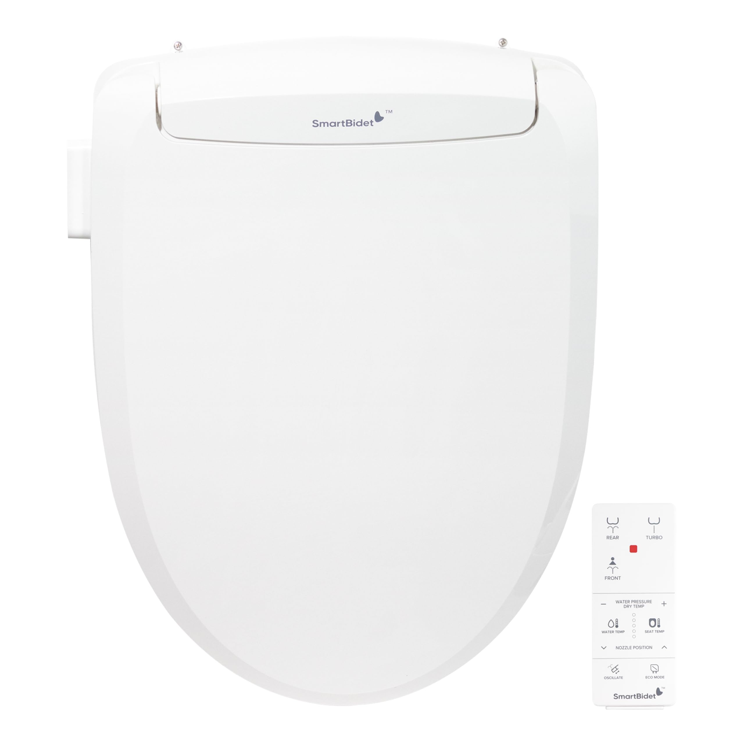 SmartBidet® SB-100R Electric Smart Bidet™ Seat for Elongated Toilets with Remote Control, Stainless Steel Nozzle with Removable Nozzle Cap, Slim and Strong Design