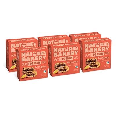 Nature&rsquo;s Bakery Whole Wheat Fig Bars, Peach Apricot, Real Fruit, Vegan, Non-GMO, Snack bar, 6 boxes with 6 twin packs (36 twin packs)