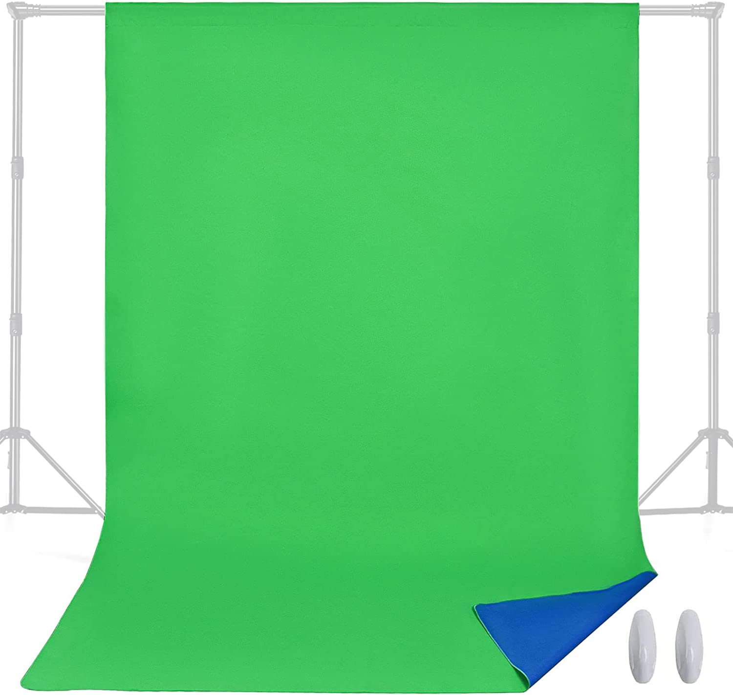 LENCARTA Green Screen Backdrop 1.5m x 2m (4.9ft x 6.6ft) Portable Green Screen Background Large Chromakey Muslin Collapsible Photography Backdrop with Blue Side, Live Streaming, Zoom Meeting, Gaming