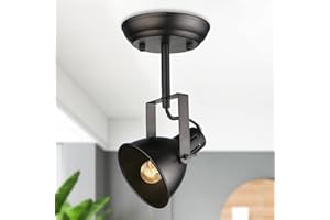 Optimant Lighting Black Track Lighting Head, 1-Light Modern Farmhouse Adjustable Semi Flush Mount Track Lighting Fixtures Ceiling Pendant Lighting for Living Room, Hallway, Bedroom, Kitchen
