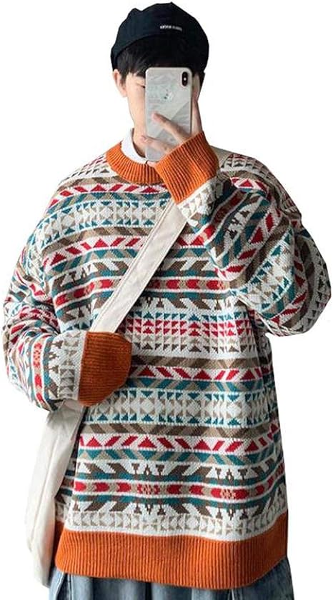 Amazon ミートン ニット セーター メンズ クルーネック 長袖 防寒 カジュアル トップス 服 春秋冬 メンズ セーター 長袖 ニット コットン 素材 ゆったり ロング丈 おしゃれ 大きめ 防寒 かっこいい セーター 通販