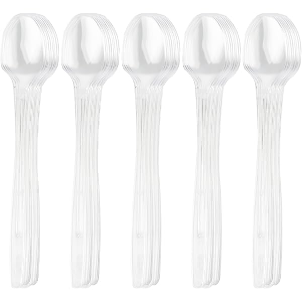 Visions 12\" Clear Disposable Plastic Serving Spoon - 72/Case