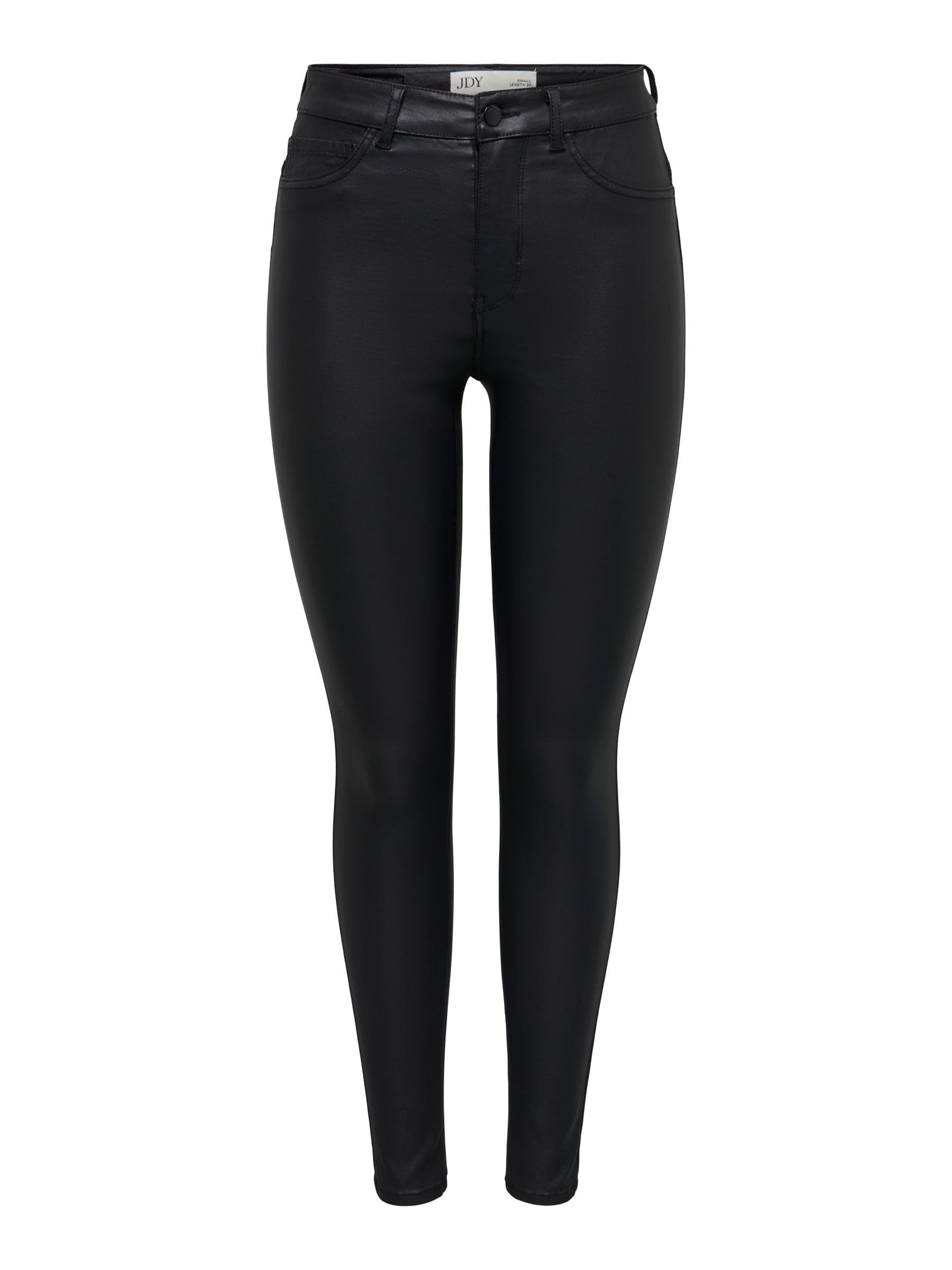 JDY Women's Jdynewthunder Coated High Skn PNT Noos Trousers, Black (Black), 8L UK/XL