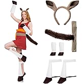 Suncalla 6 Pcs Halloween Horse Costume Set with Horse Hooves Shoe Covers Gloves Ear Headband Tail for Women