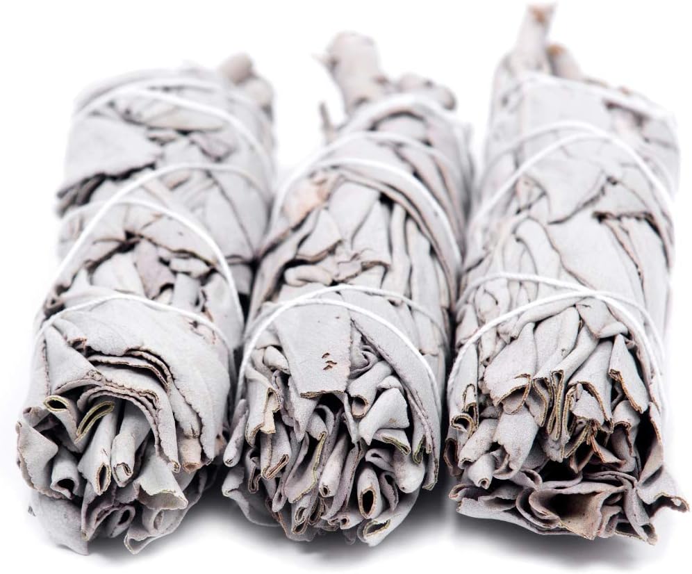 Natural Farms California White Sage 4 Inch Smudge Sticks - 3 Pack - Use for Home Cleansing, Meditation, and Smudging Rituals.