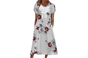Sdwingk Summer Dress for Women 2024 Boho Print Maxi Dress Short Sleeve Tshirt Dresses Long Sundresses for Beach Vacation