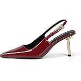 iiimmu Slingback Heels for Women 3.5 in / 4 in Kitten Heel Closed Toe Pumps Dress Shoes