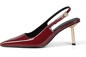 iiimmu Slingback Heels for Women Closed Toe 3.5IN / 4IN Kitten Heels Women Pumps Square Toe Heeled Sandals for Women Stiletto Dress Shoes
