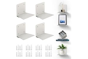 Eapele Floating Book Shelves for Wall, Steel Constructed Hidden Bookshelf with Mounting Hardware (Grey, 4pcs)