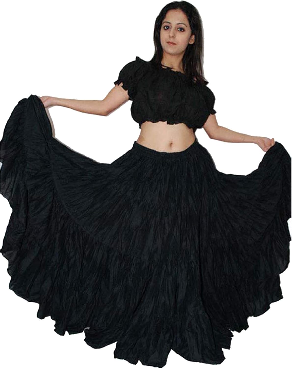 Wevez Women's Belly Dance Cotton 12 Yard Skirt, One Size, Black at  Women’s Clothing store