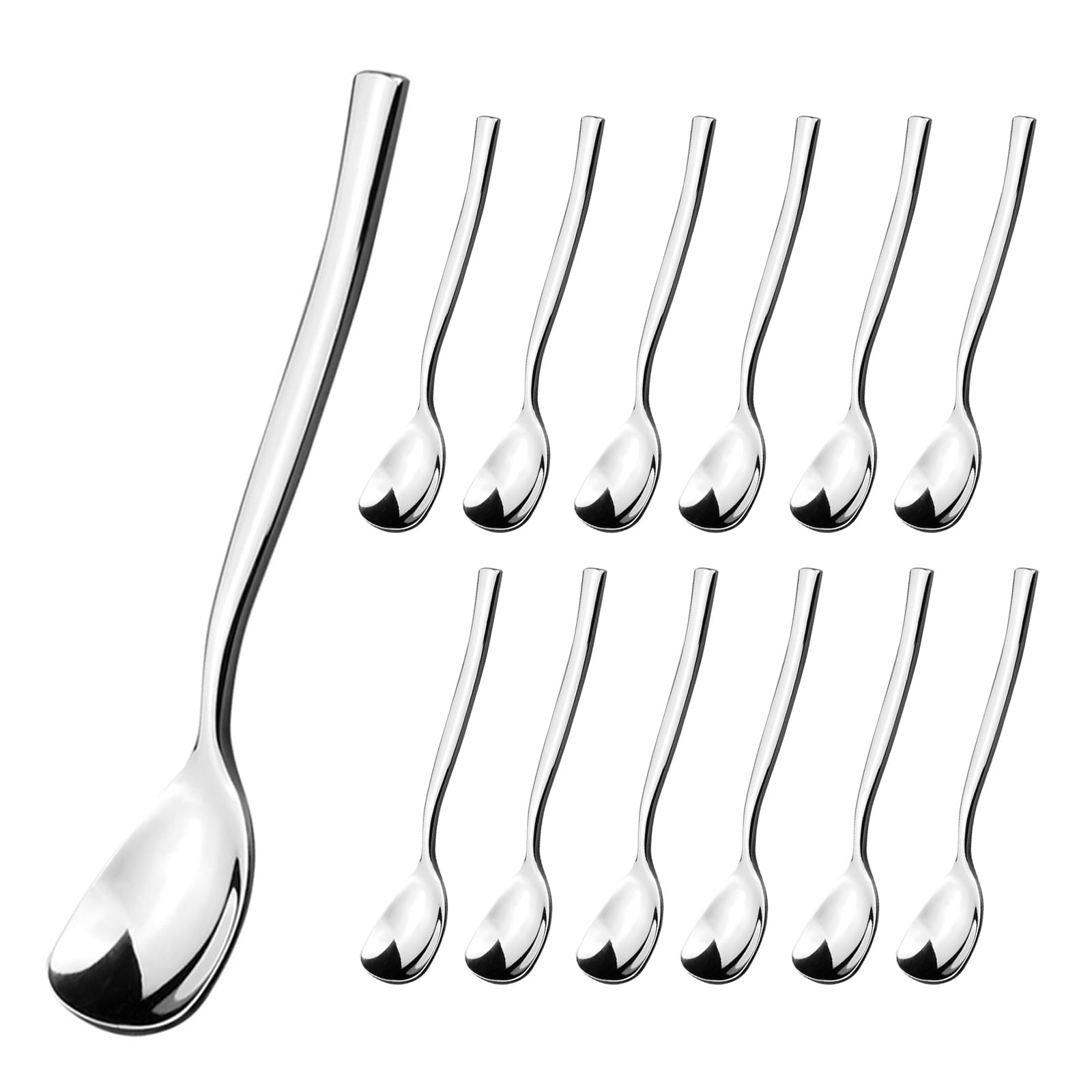 Lesbye 12 Pieces Small Teaspoons, Stainless Steel Cutlery Spoons for Cake/Ice Cream/Coffee/Tea