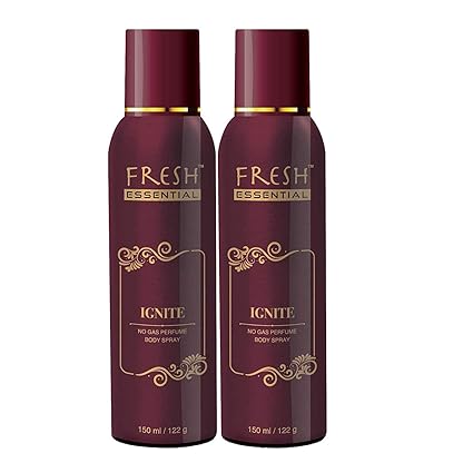 Fresh Essential No Gas Deodorant, Ignite, 150 ml (Pack of 2)